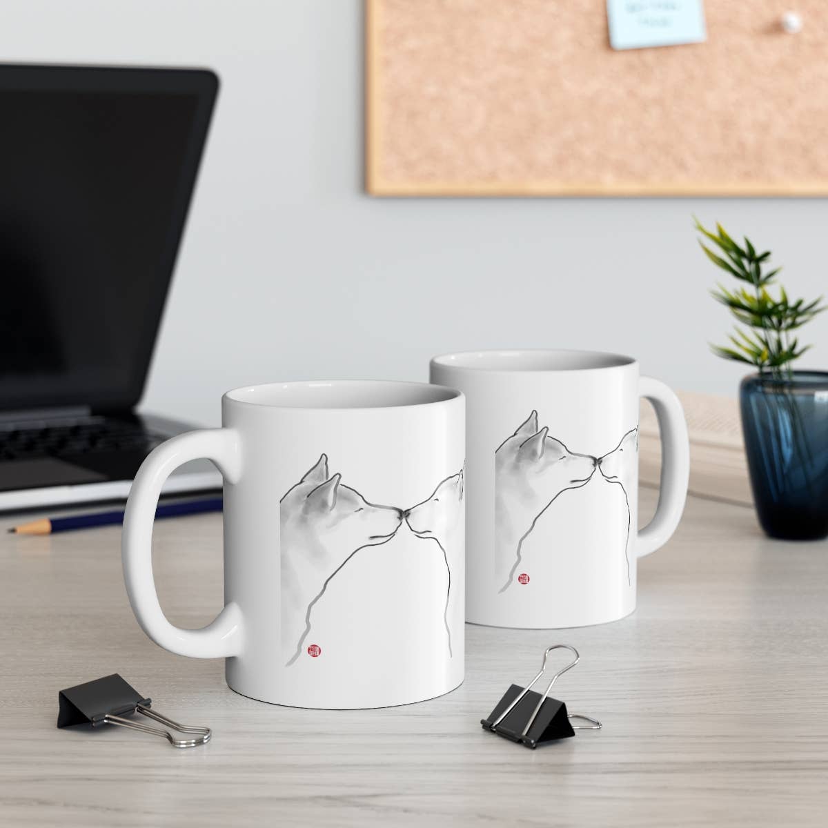 LOVE Shiba Inu Couple Mug | Sumi-e Ink Pet Gift Vday