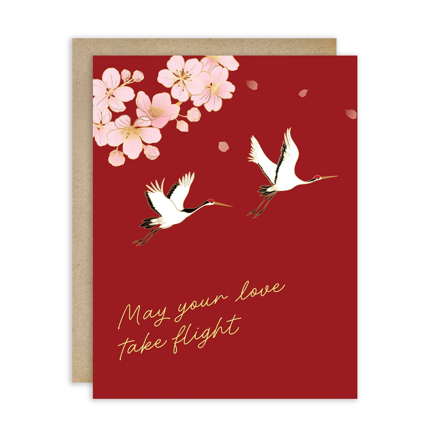 Love Take Flight Asian Wedding Cards | Red Ornate Chinese Vietnamese Greeting