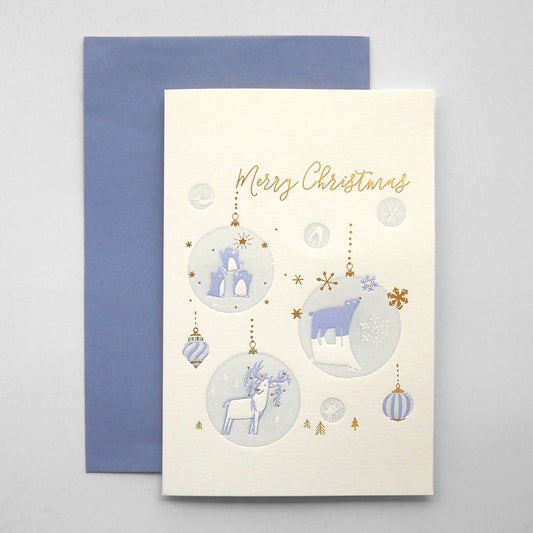 Letterpress christmas card : nordic animal ornament