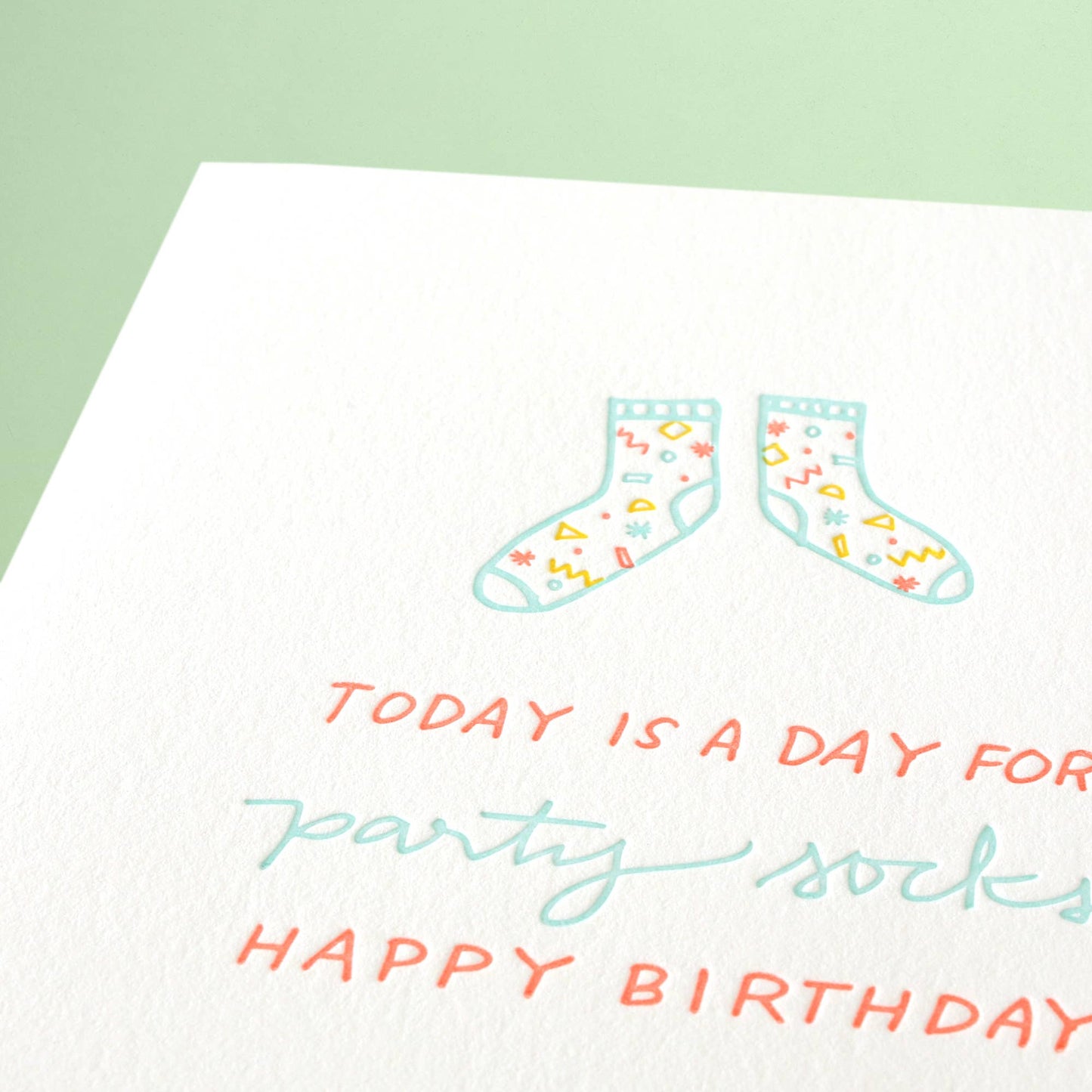 Party Socks - Letterpress Greeting Card