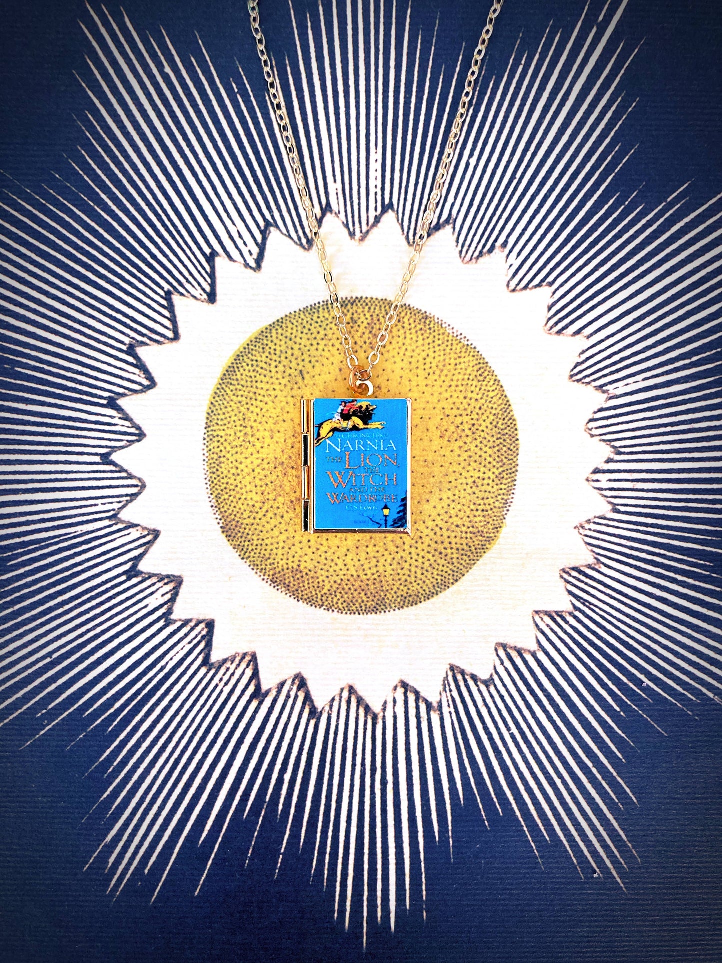 Book Locket Chronicles of Narnia - Blue with Aslan