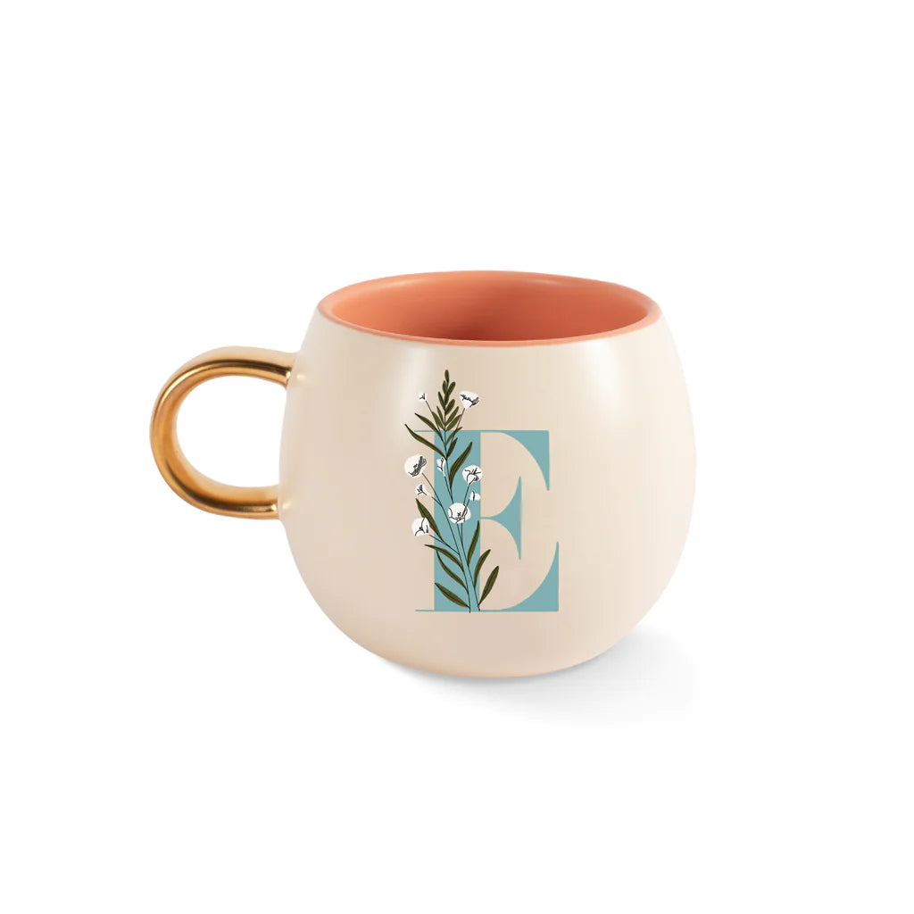 Monogram Floral Round Ceramic Mug 14oz
