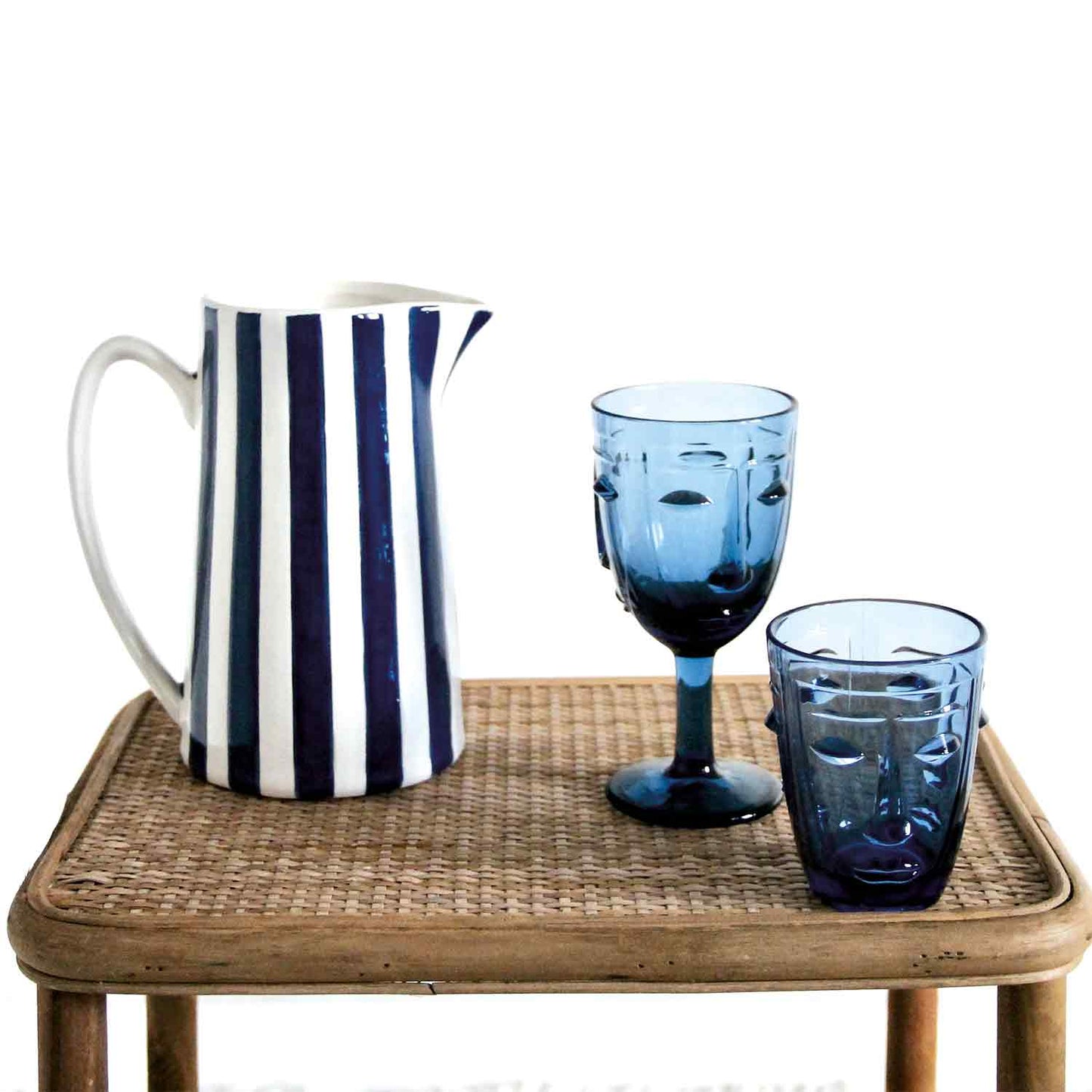 Blue face glass D8 H16.5cm