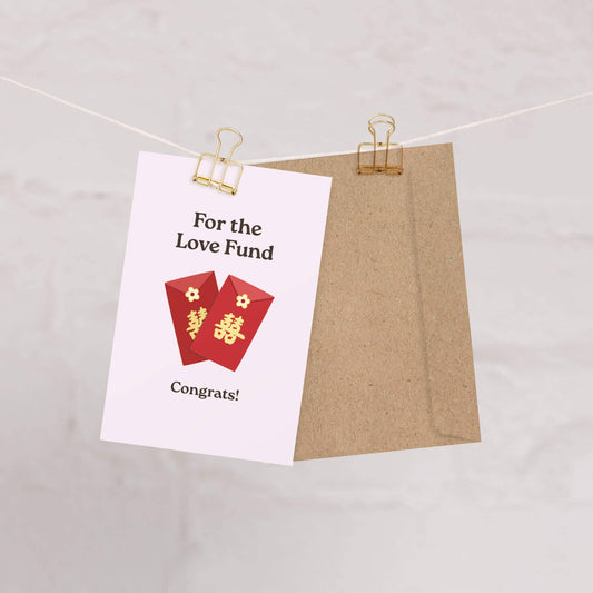 Love Fund Asian Wedding Cards | Cute Red Envelope Hong Bao Couple