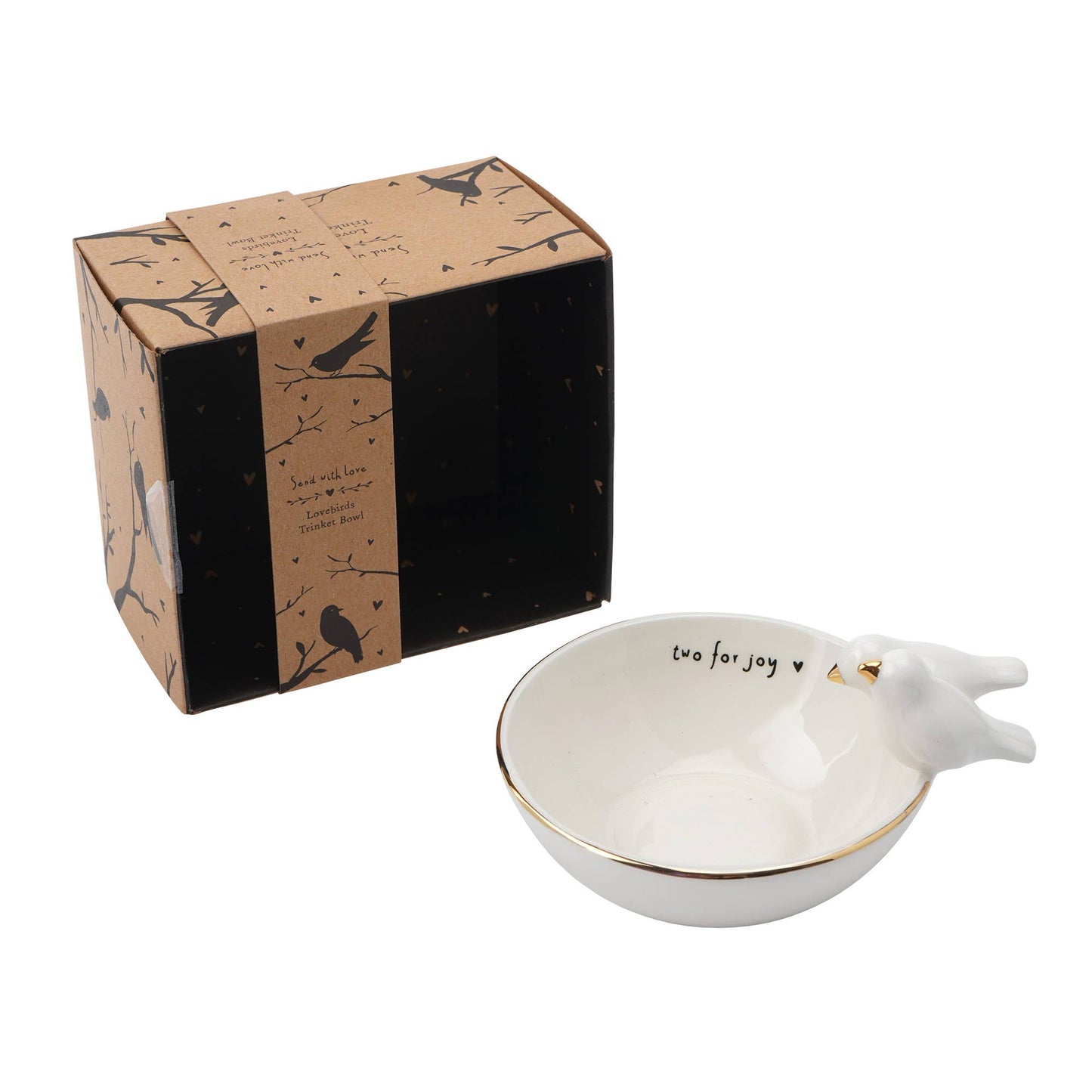 Send With Love 'Two For Joy' Lovebird Ceramic Trinket Bowl