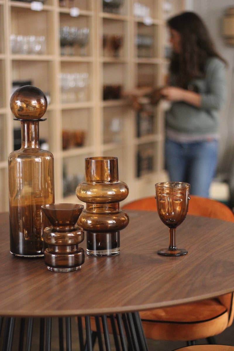 Amber Face Glass D8 H16.5cm