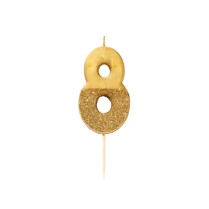 Gold Glitter Number Candles