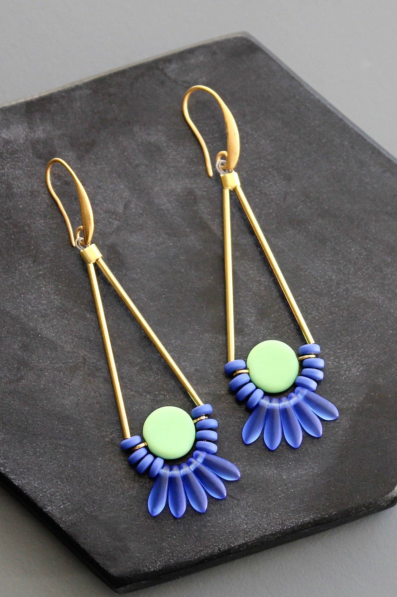 KYLE53 mint and cobalt earrings