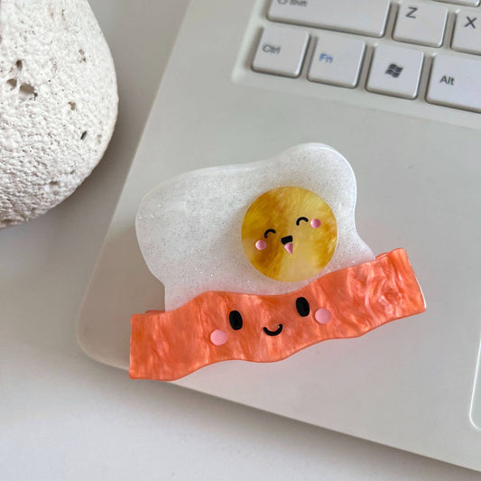 Cute Smiley Sushi Hair Claw, Bow Croissant Hair Clip