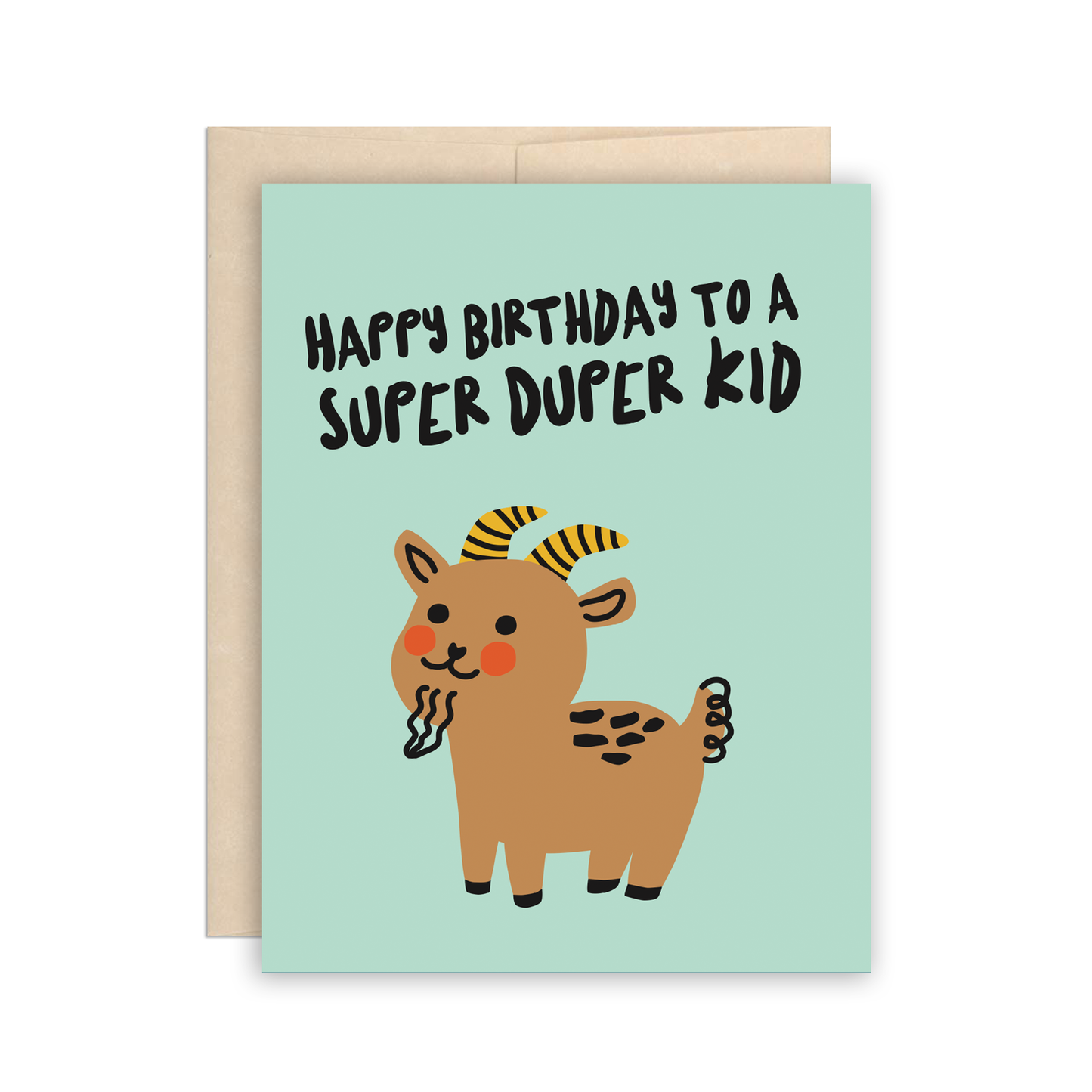 Cute Goat Super Duper Kid Happy Birthday Greeting Card