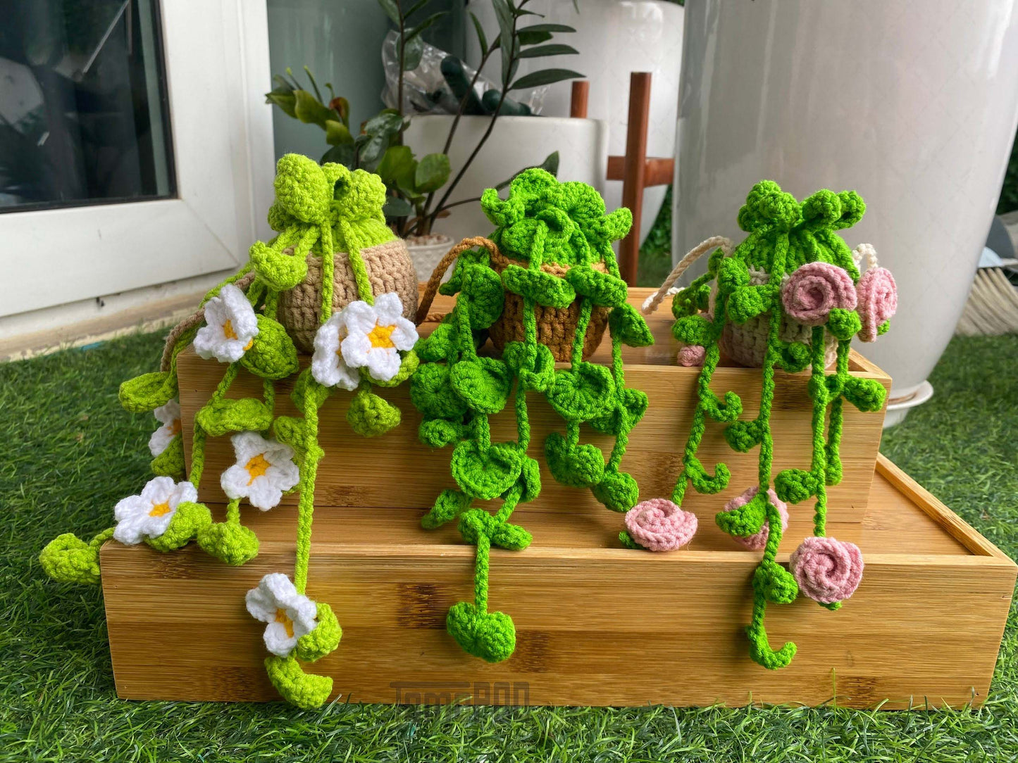 Crochet Monstera Car Plant Hanging, Aesthetic Flower Decor
