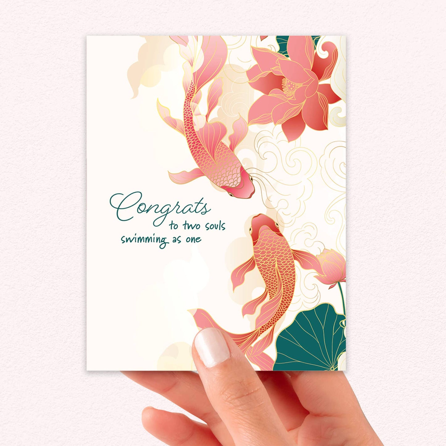 Koi Fish Asian Wedding Cards | Elegant Chinese Two Souls Swimming