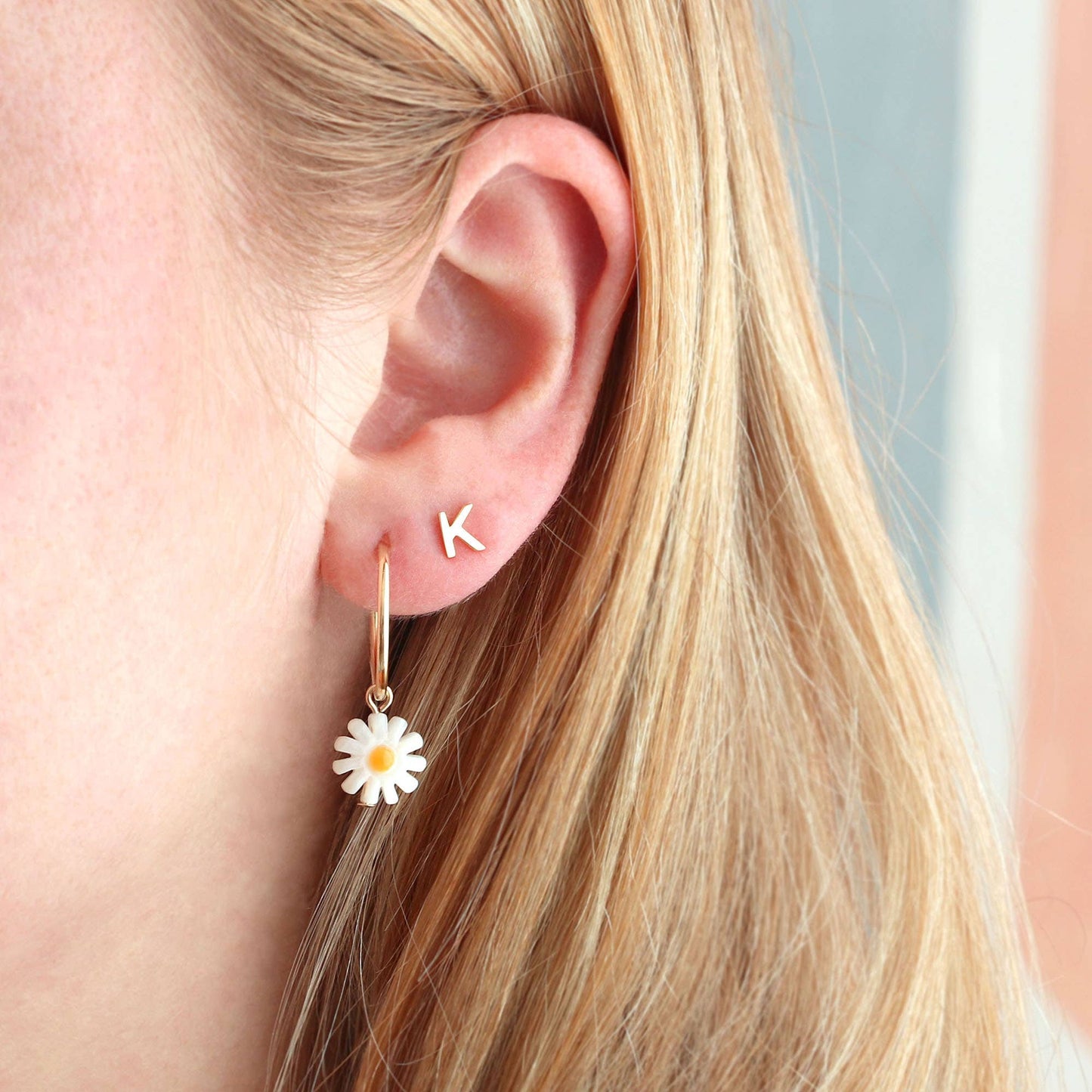 Mother of Pearl Daisy Hoop Earrings