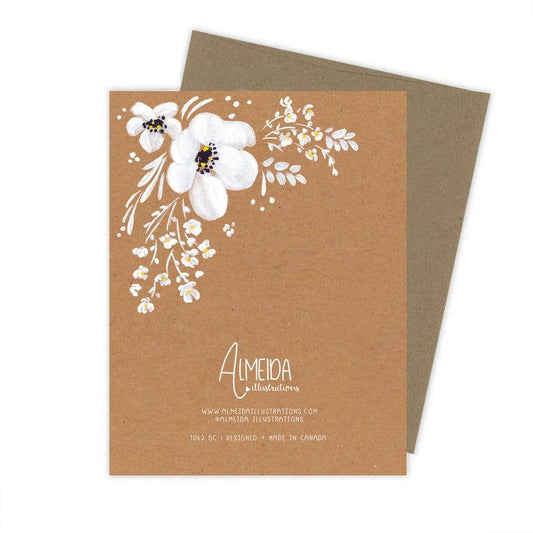 Kraft Happiest Wedding Day White Floral Card