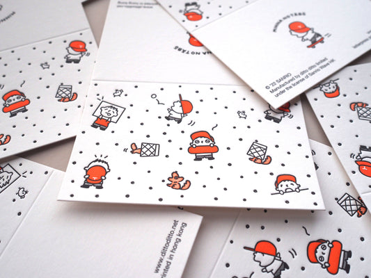 Sanrio pattern card - minna no tabo - letterpress mini card