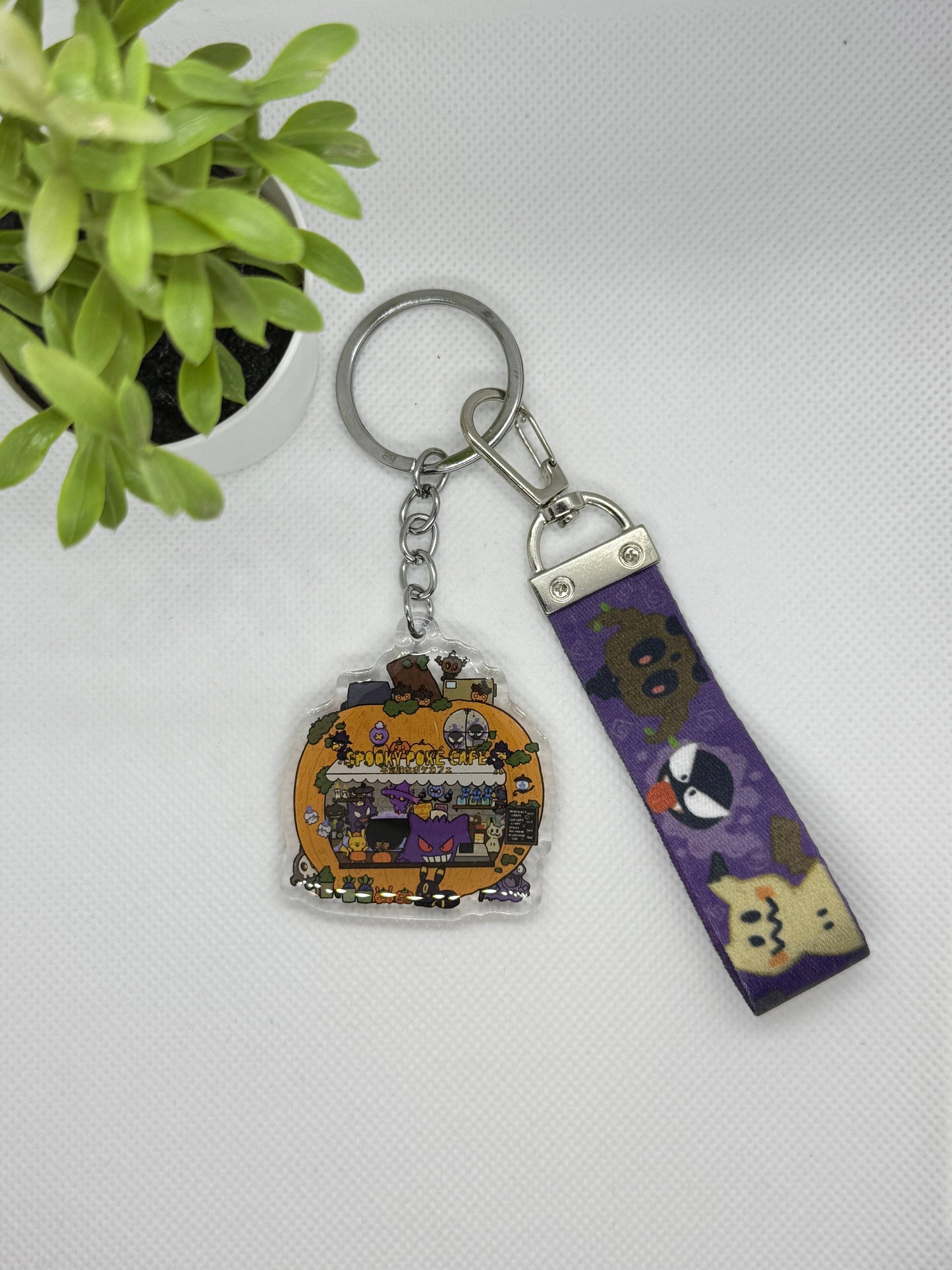 Spooky Poke Cafe Keychain W/ Lanyard