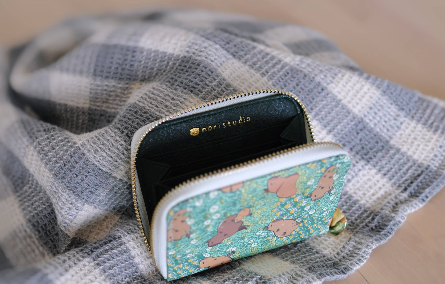 Capybara Pattern Zipper Wallet featuring Noristudio Capybara