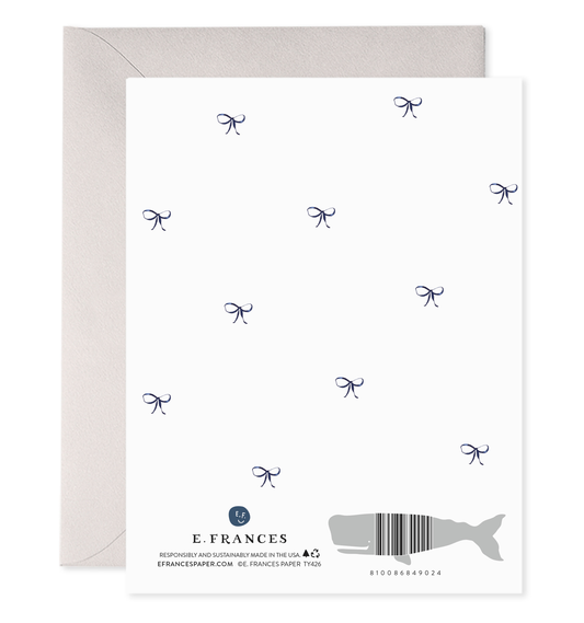 Big Navy Striped Bow Thank You Note Greeting Card