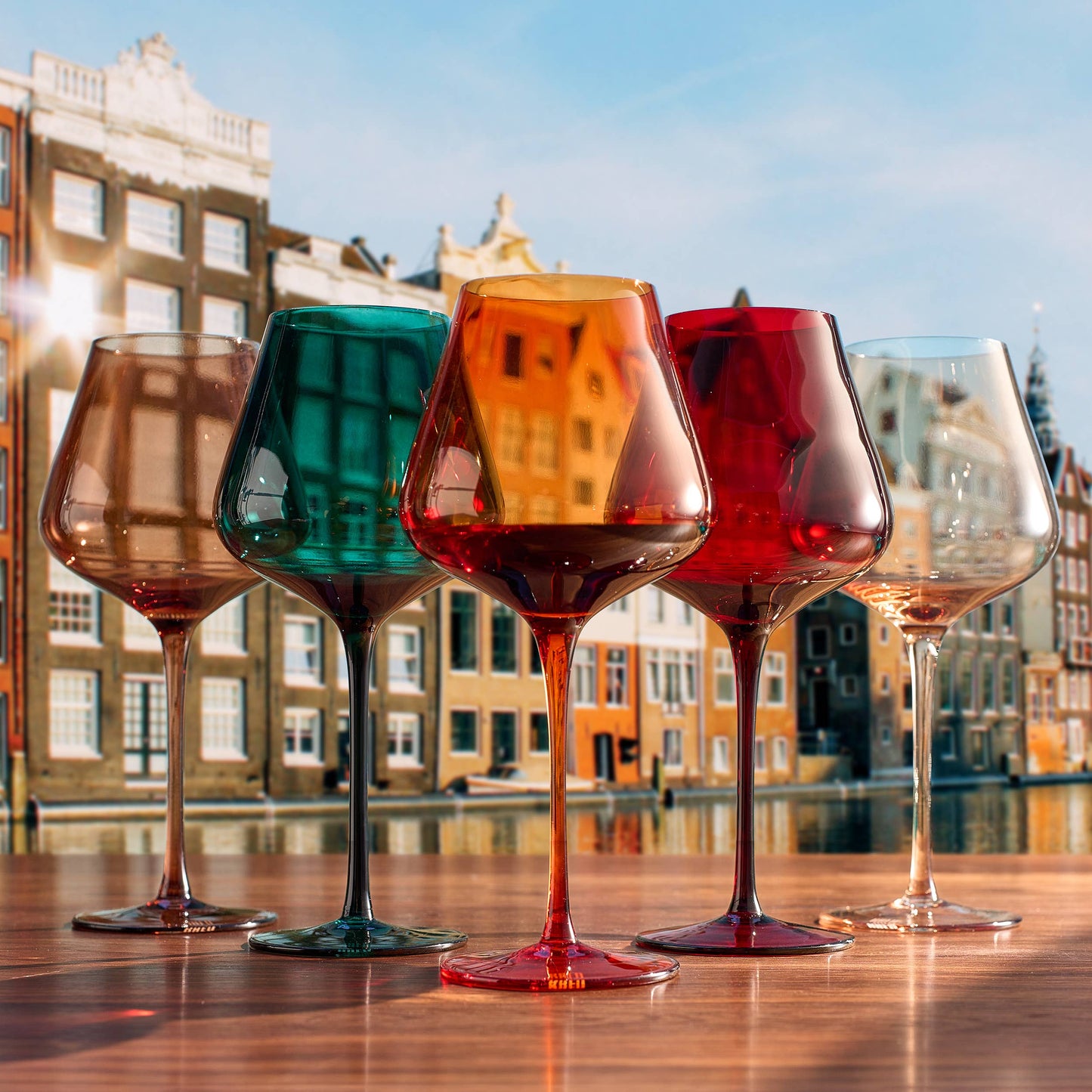 Colors of Amsterdam, City Wine Glasses | 5 Set, 20 OZ