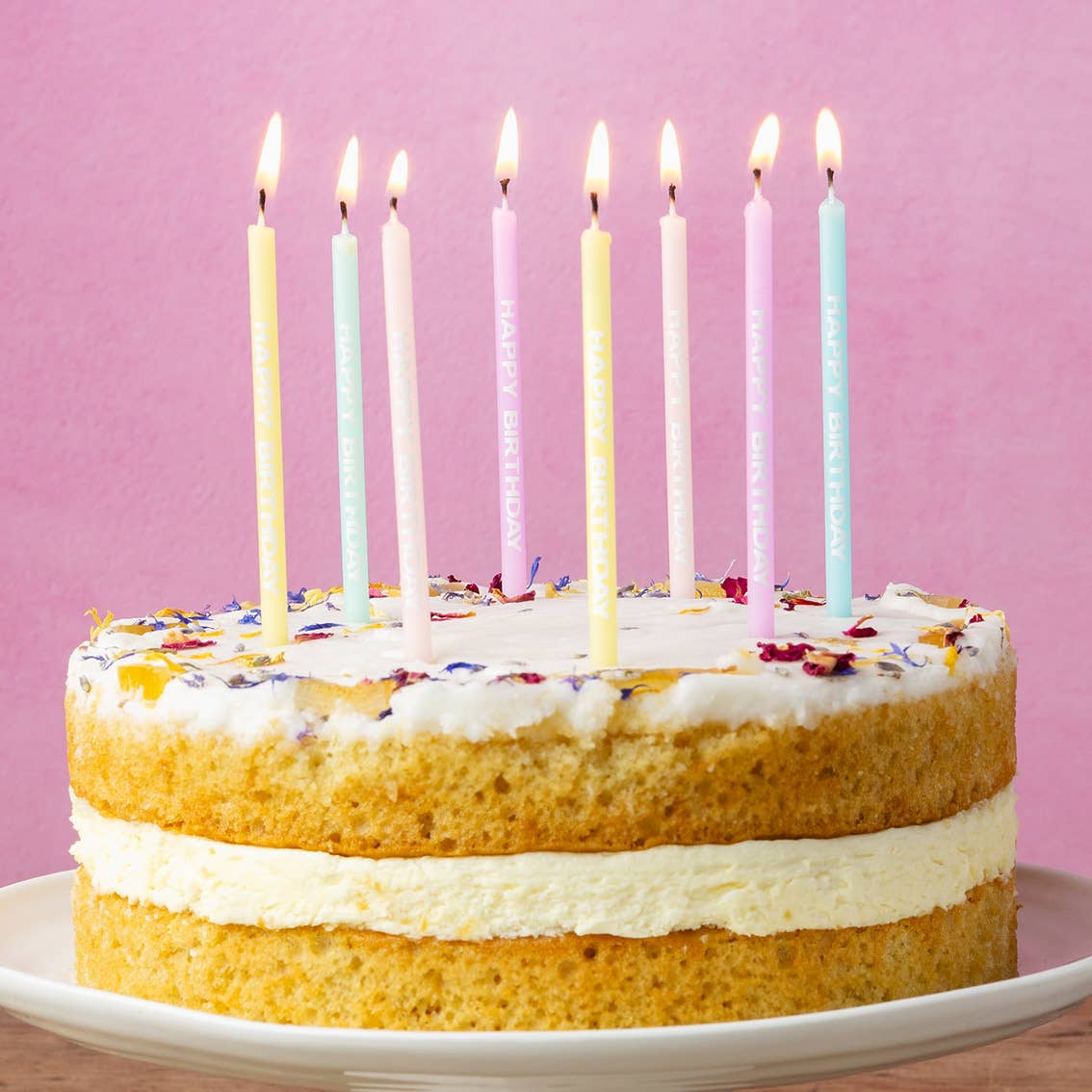 Pastel Happy Birthday Printed Cake Candles | 24 Pack |