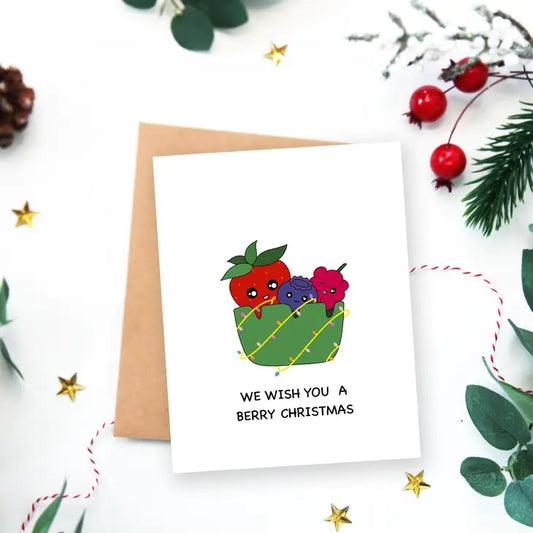 We Wish You A Berry Christmas Greeting Card