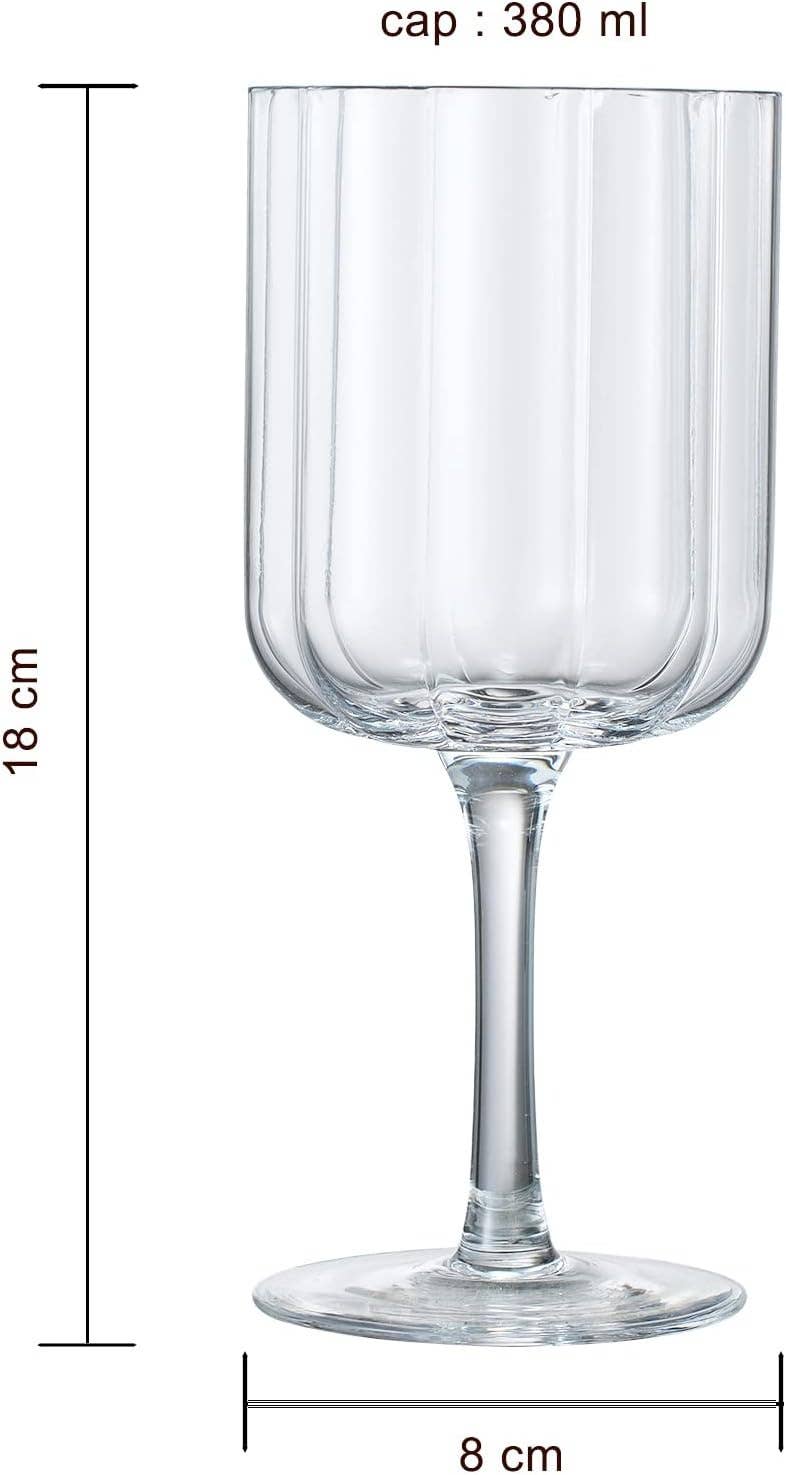 Flower Vintage Wine Glassware - Set of 2- 13 oz (Clear)