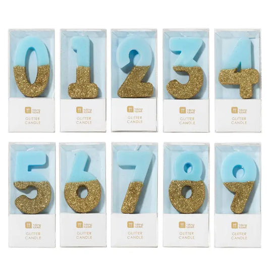 Blue & Gold Glitter Candle