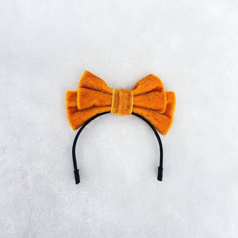 Mini Velvet glitter bow headband for labubu dolls