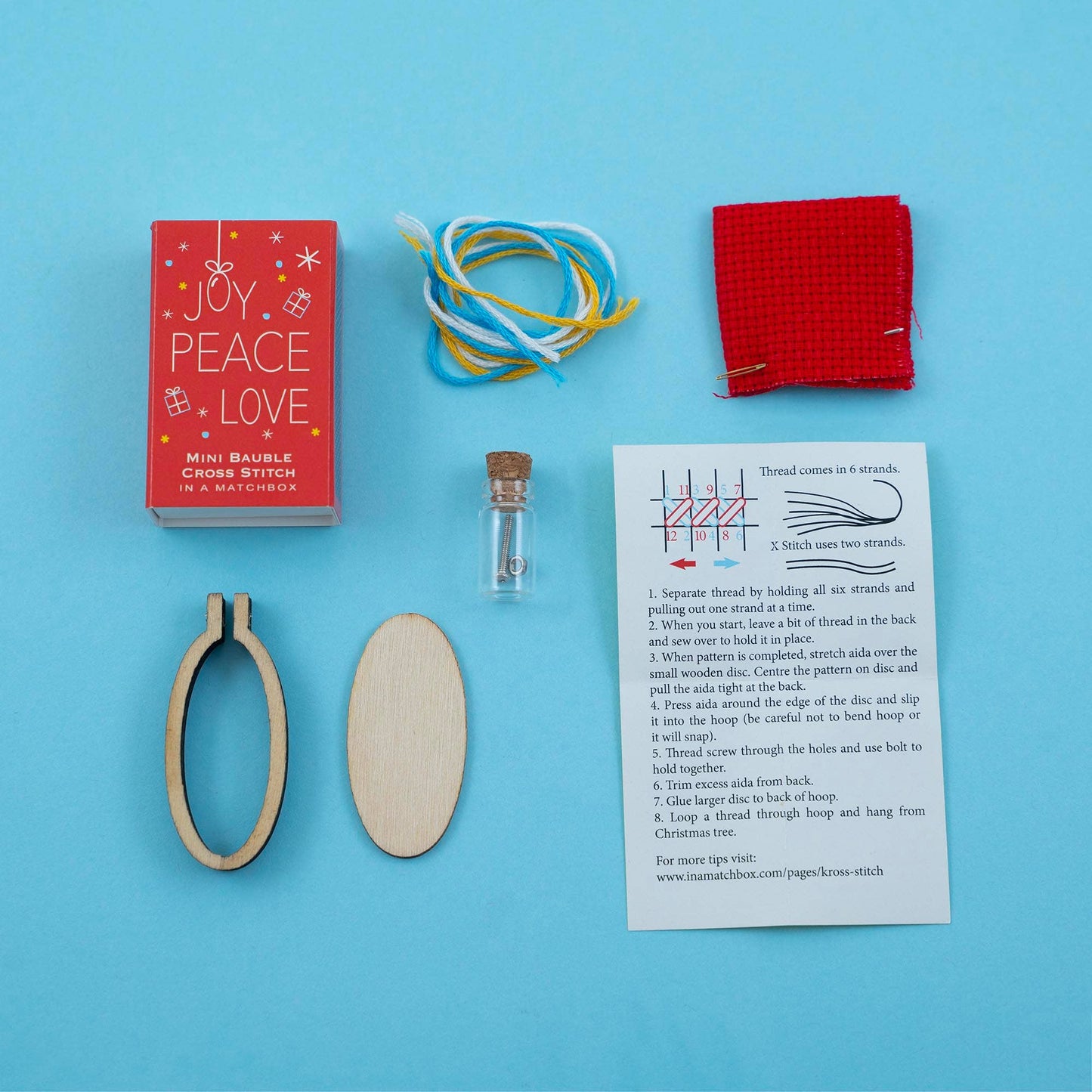 Christmas Bauble Joy Peace Hoop Cross Stitch Kit