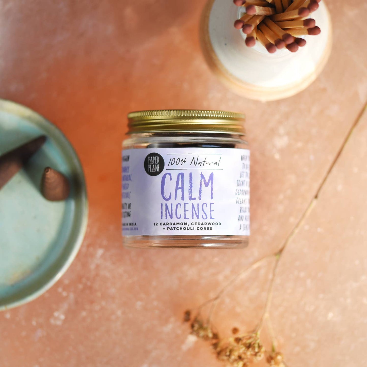 Calm Incense Jar of Incense Cones - plant based, vegan