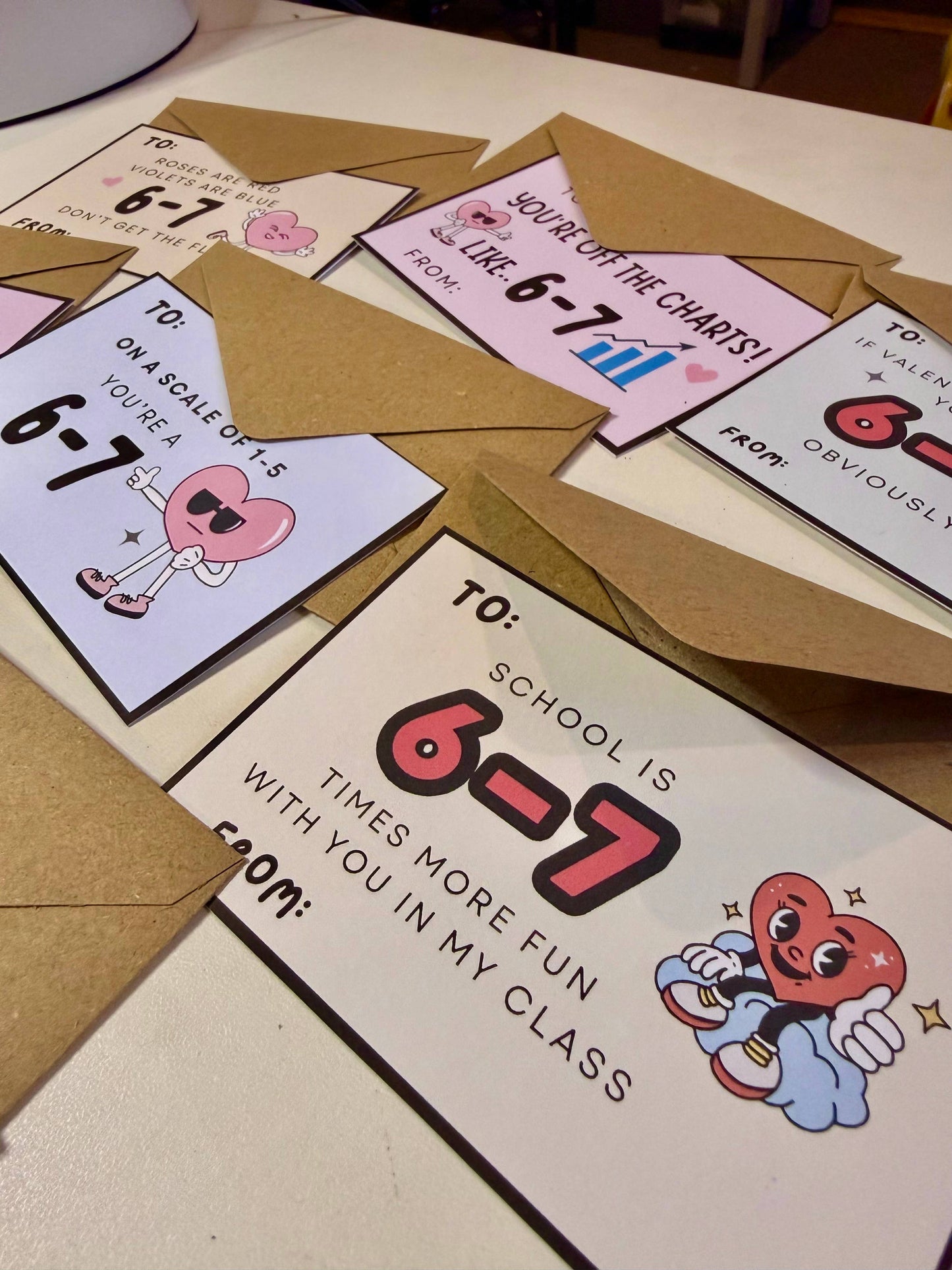 6-7 Six Seven Mini Valentine Cards | School Class | Trending