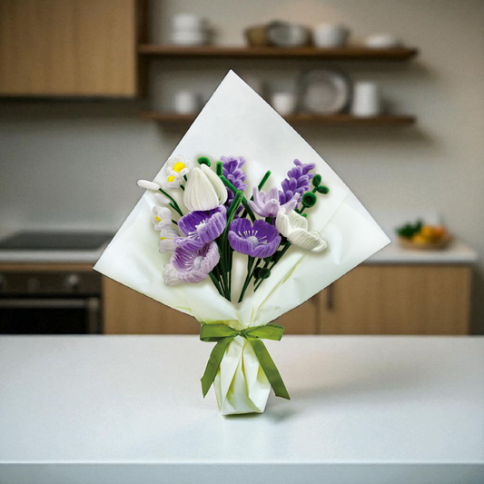 DIY Chenille Flower Bouquet Kit – Purple Mix