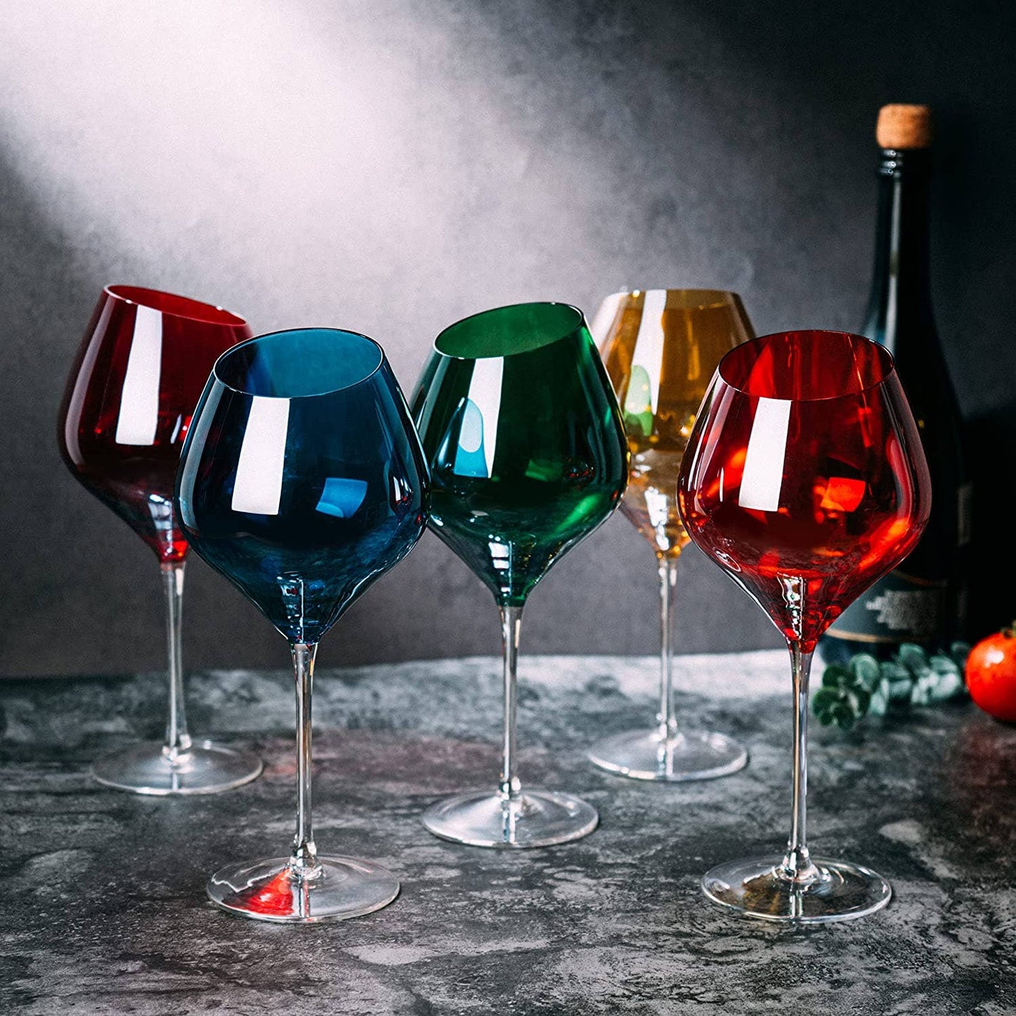 Slant Rim 20oz Colored Wine Glasses Assorted Colour