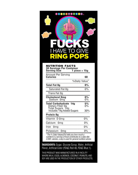 Fucks I Have to Give Middle Finger Ring Pop