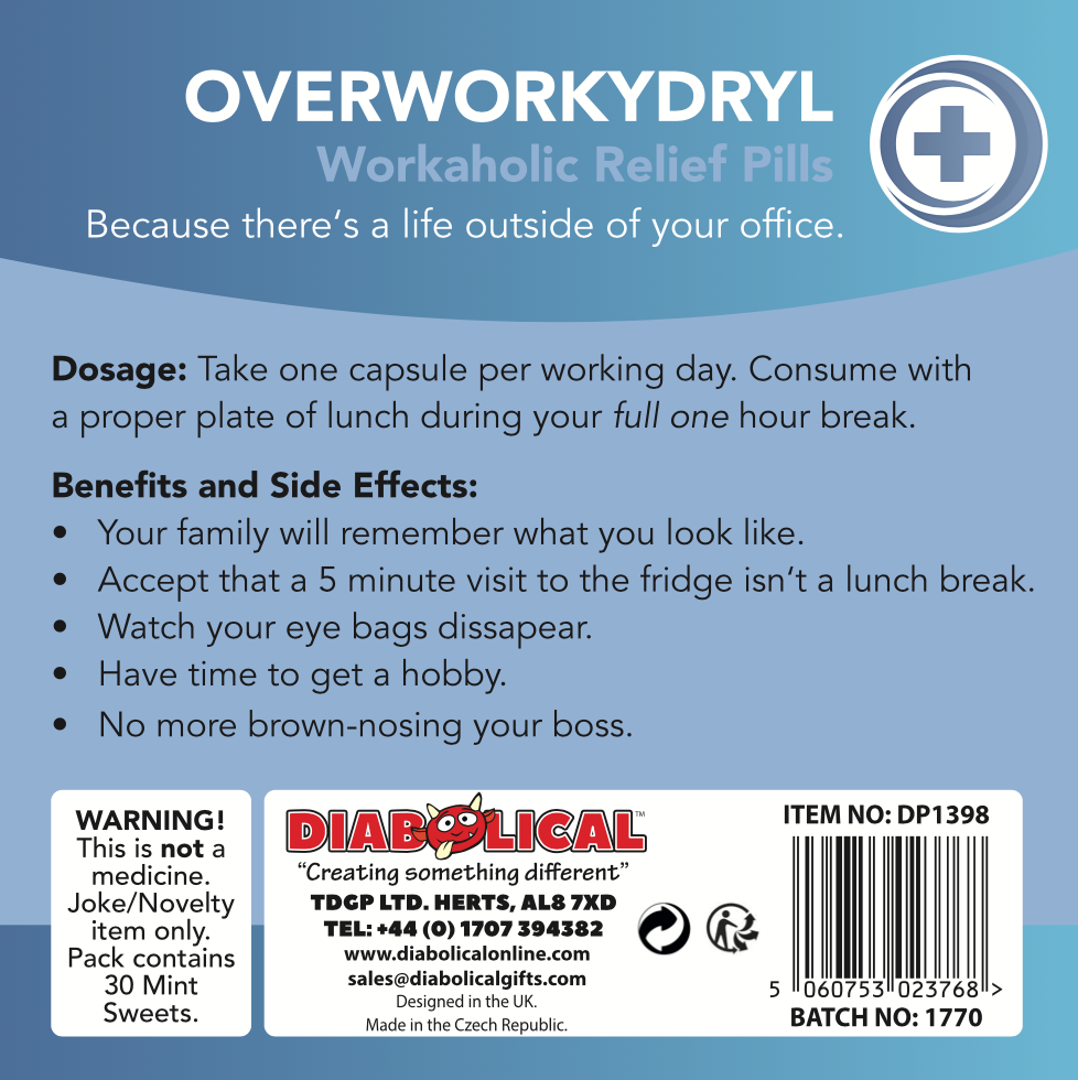 Overworkydryl - Novelty Gifts, Funny Gag Gifts
