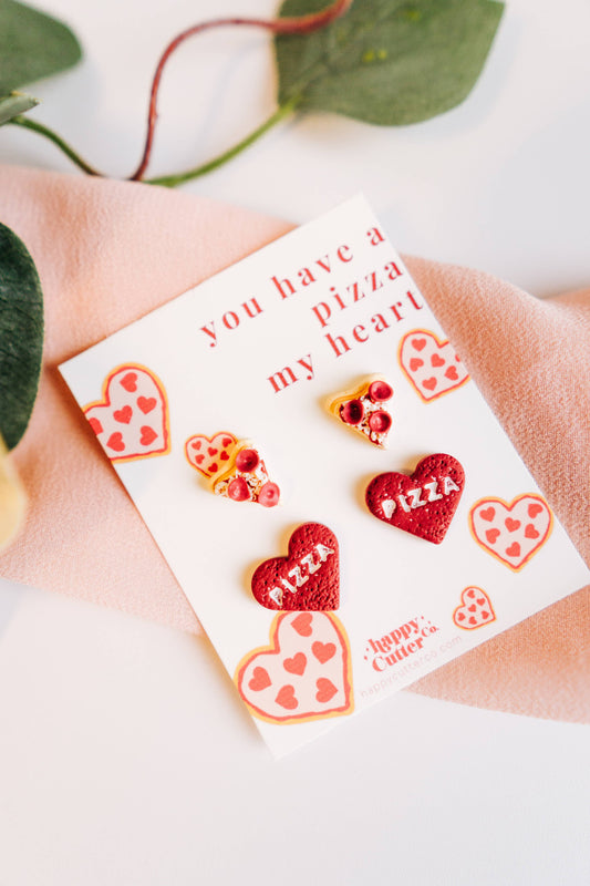 Pizza My Heart Stud Earring Pack | Valentine's Day Gift