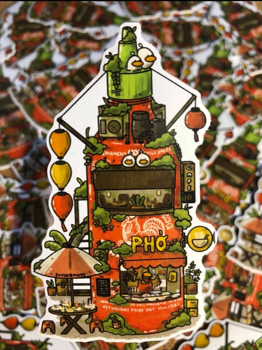 Sriracha Bottle Pho Store Vinyl Sticker