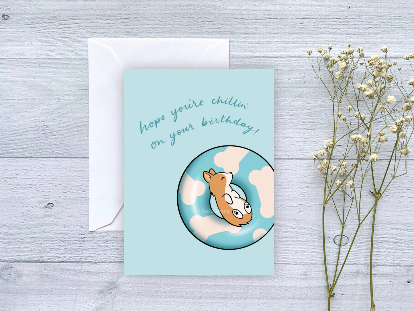 Birthday Floatie Corgi Greeting Card