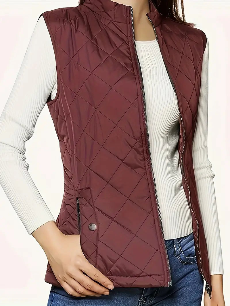 "Everything everywhere all at once" Burgundy Solid Zip Up Vest
