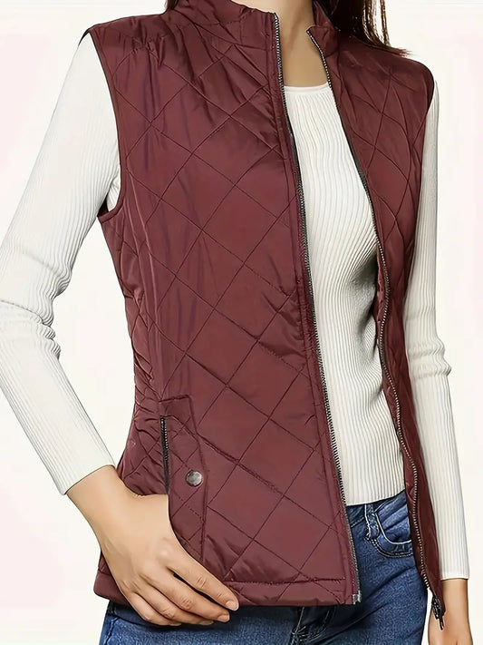 "Everything everywhere all at once" Burgundy Solid Zip Up Vest