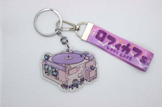 Lofi Cafe Keychain w/ Lanyard