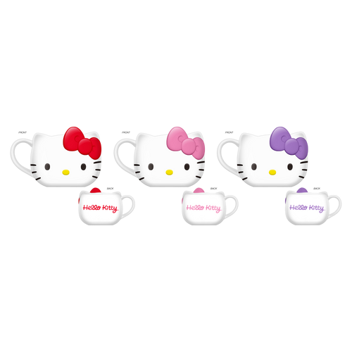 Hello Kitty Faces 3pc Sculpted Ceramic Mini Mug Set - Front & Company: Gift Store