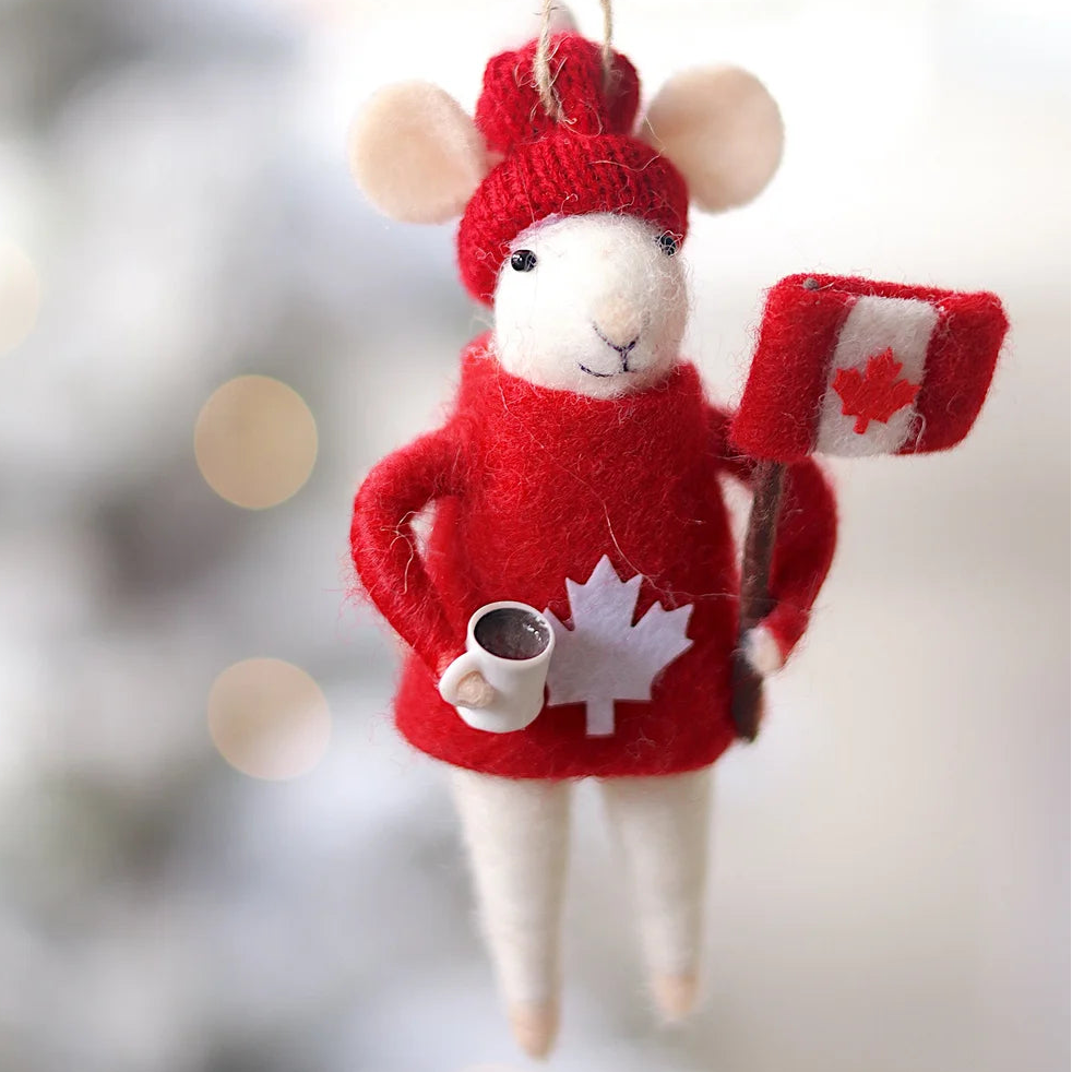 Felt Mice Ornament: Cozy Canuck Mouse Holiday Ornament