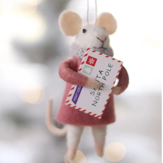 Felt Mice Ornament: Letter To Santa Lucy Mouse Holiday Ornament