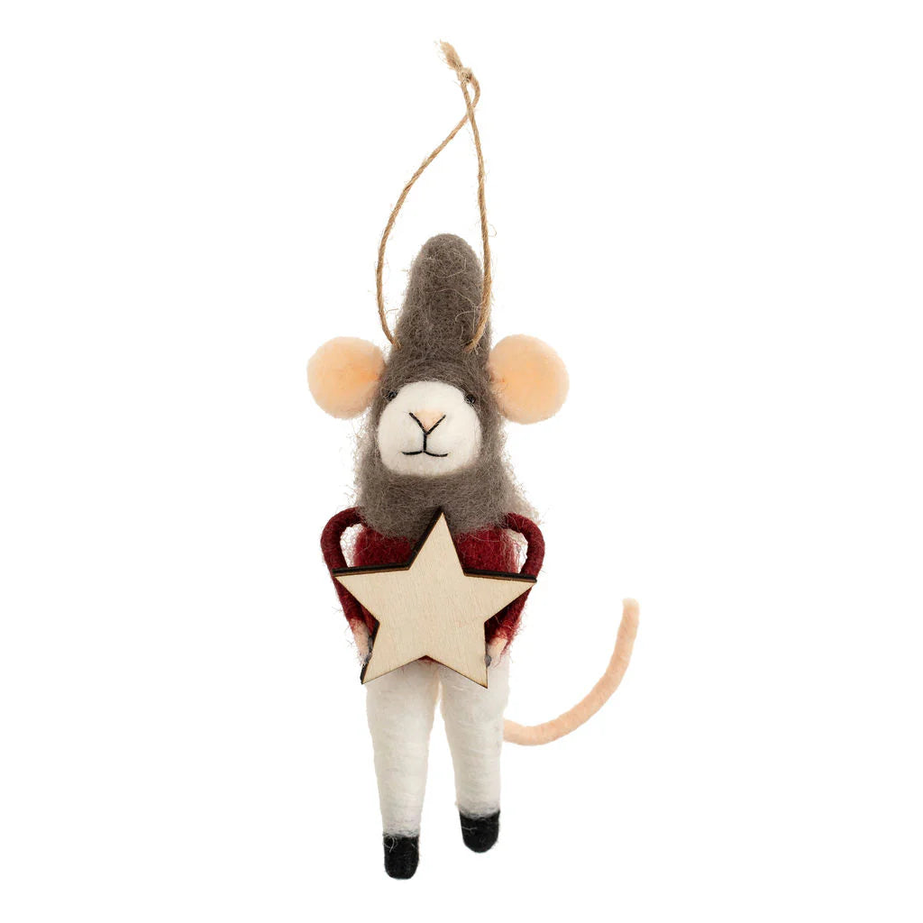 Felt Mouse Ornament: North Star Nicholas Mouse Holiday Ornament