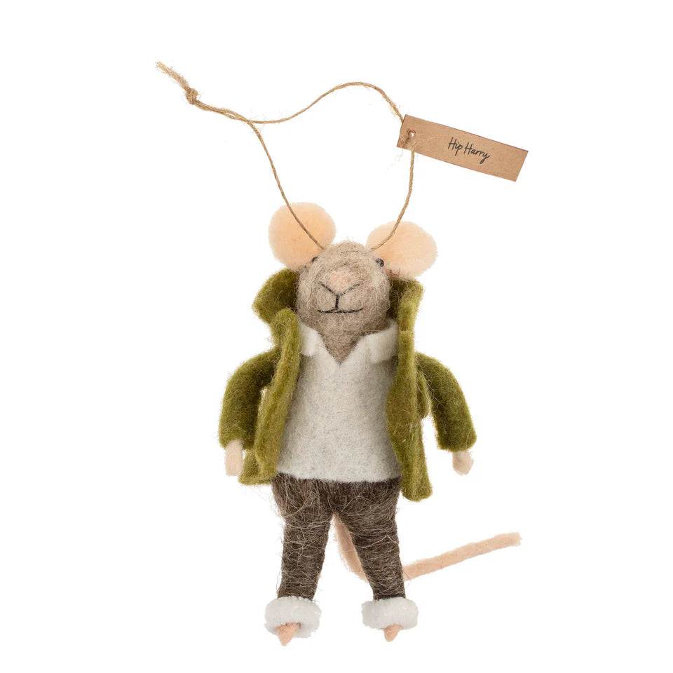 Felt Mouse Ornament: Hip Harry Mouse Holiday Ornament