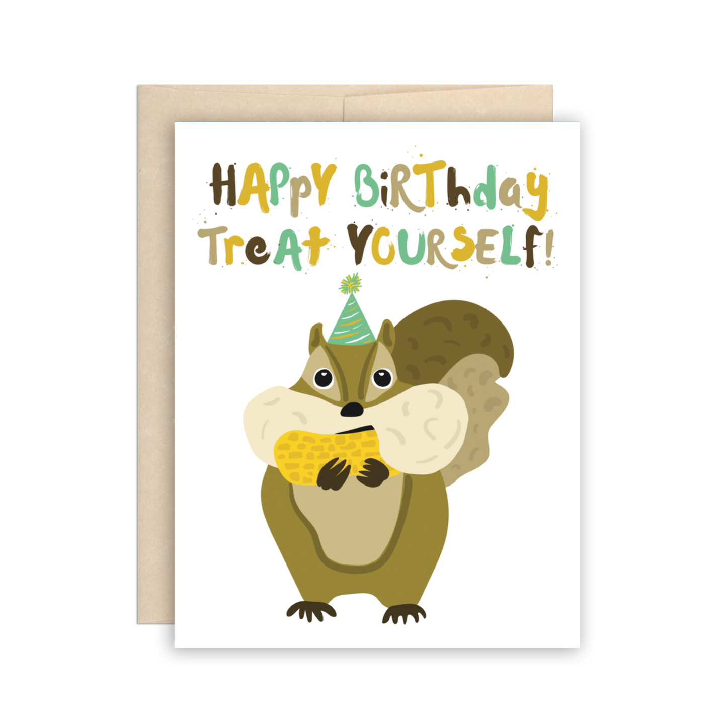 Treat Yourself Funny Squirrel Birthday Card
