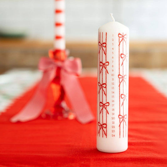 Christmas Bow Pillar Advent Candle | Christmas Candle |