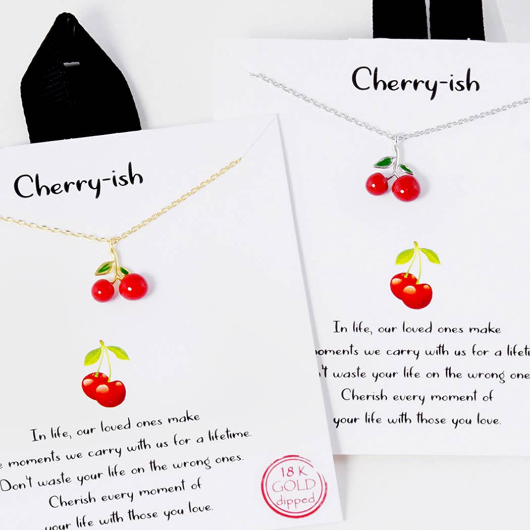 Cherry Figure Pendant Gold Dipped Necklace