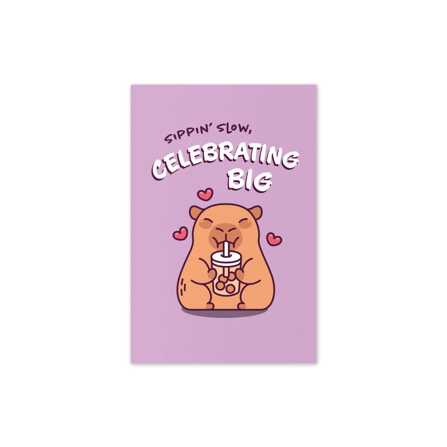 Celebrating Big Funny Birthday Card | Cute Capybara Milk Tea Boba